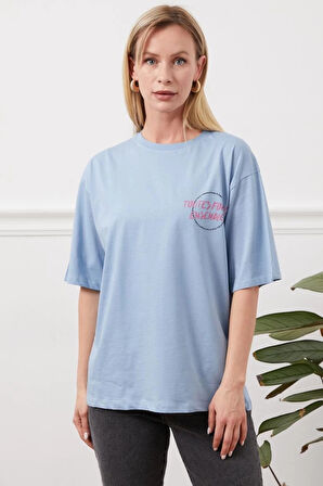 BİÇOMİ Baskılı tişört mavi