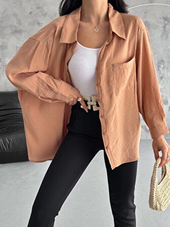 BİÇOMİ Modal oversize cepli gömlek
