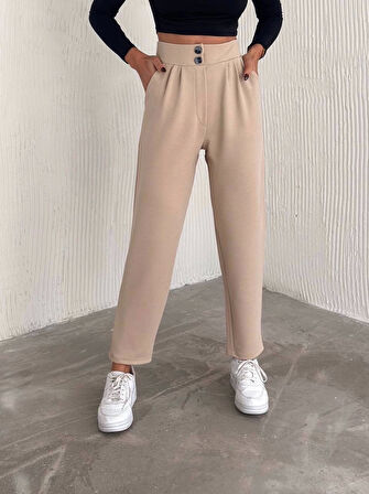 BİÇOMİ örme krep pantolon çift düğmeli