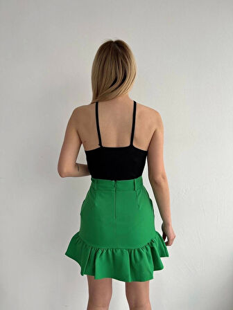 BİÇOMİ Altı fırfırlı etek yeşil s24817