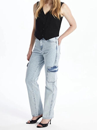 BİÇOMİ Kargo cep kar yıkama jeans pantolon