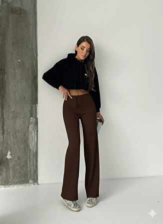 BİÇOMİ Fit comfort bej salaş pantolon kahve A6011