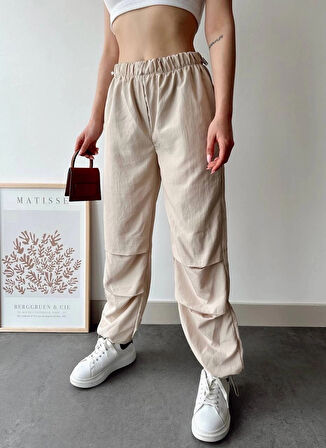 BİÇOMİ Paraşüt pantolon bej