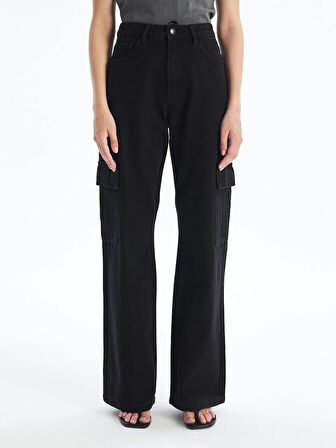 BİÇOMİ Kargo cep jeans pantolon siyah