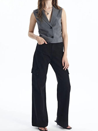 BİÇOMİ Kargo cep jeans pantolon siyah