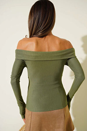 BİÇOMİ Madonna Çapraz Yaka Bluz Yeşil t4331