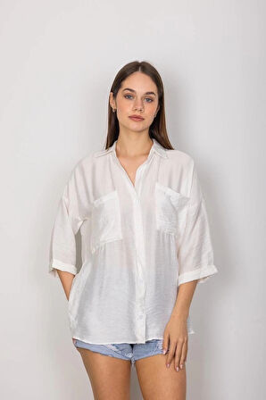 BİÇOMİ Cepli salaş gömlek t1010