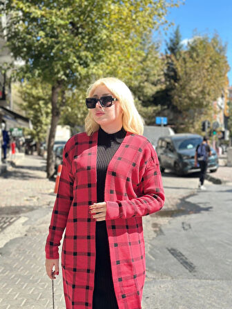 BİÇOMİ Triko Hırka elbise ikili takım kırmızıSiyah