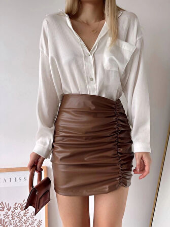 BİÇOMİ Önden büzgülü etek taba h24210