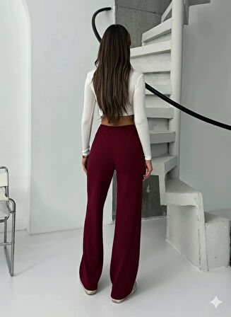 BİÇOMİ Fitilli şardonlu pantolon bordo a4058