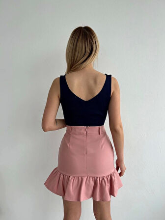 BİÇOMİ Altı fırfırlı etek pudra s24817