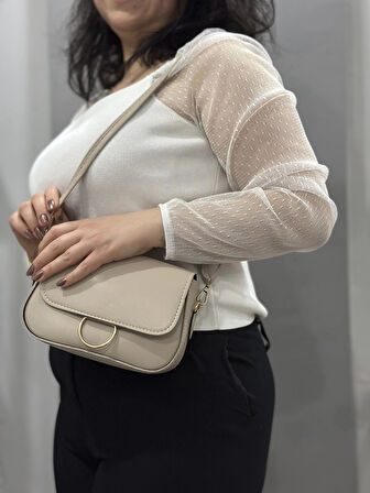 BİÇOMİ Bej cilt mossi çanta