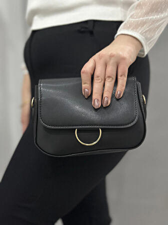 BİÇOMİ Siyah cilt mossi çanta