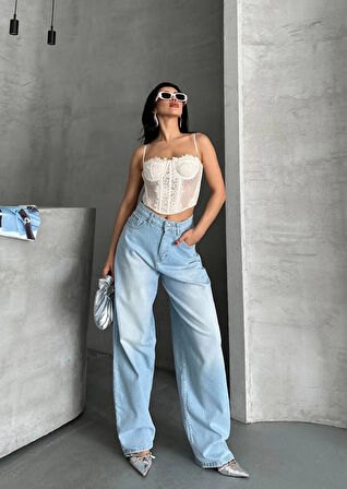 BİÇOMİ Baggy süper taş bıyık yıkama buz mavi d2007