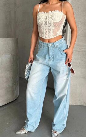 BİÇOMİ Baggy süper taş bıyık yıkama buz mavi d2007