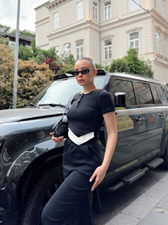 BİÇOMİ Düğme yakalı siyah alt üst takım s3943