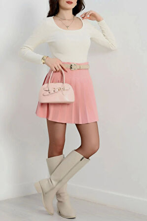 BİÇOMİ U yaka kaşkorse bluz beyaz A132