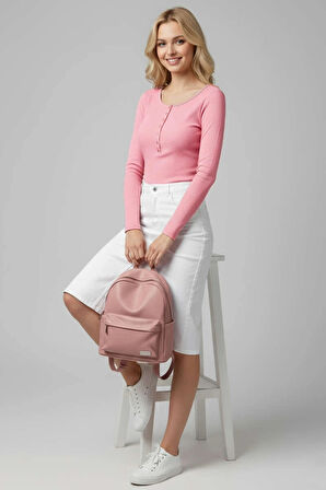 BİÇOMİ Çıtçıt Detaylı Bluz Pembe T4343
