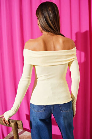 BİÇOMİ Madonna Yaka Düğmeli Bluz Sarı t4329