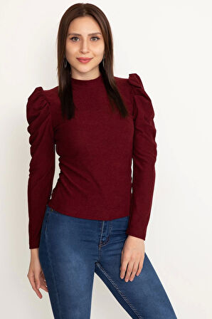 BİÇOMİ Prenses kol bluz bordo w3125