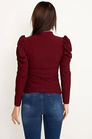 BİÇOMİ Prenses kol bluz bordo w3125