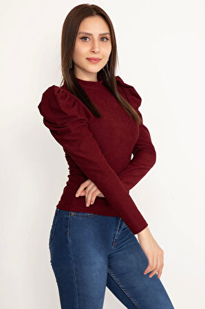 BİÇOMİ Prenses kol bluz bordo w3125