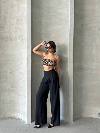 BİÇOMİ Pileli keten pantolon s255046