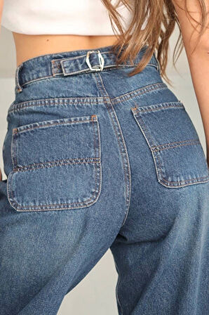 BİÇOMİ Arkadan tokalı jeans pantolon
