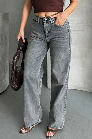 BİÇOMİ Palazzo bıyık kar yıkama buz mavi jeans pantolon d2008