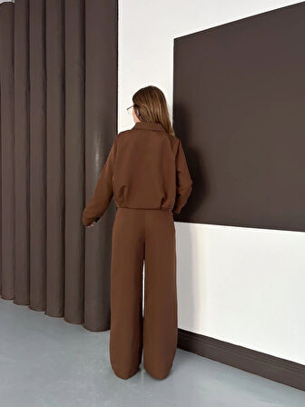 BİÇOMİ Trenç takım alt üst kahve ons