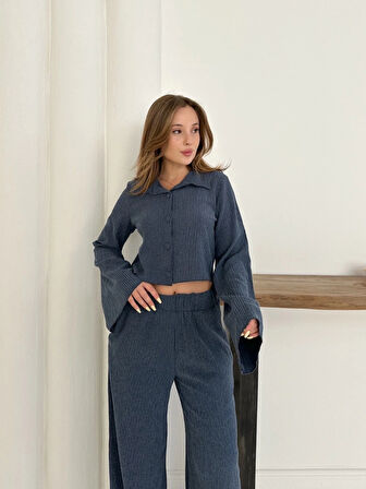 BİÇOMİ Gömlek yaka kaplama düğmeli takım lacivert st265866