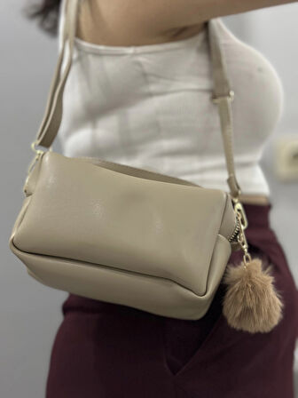 BİÇOMİ Ponpon vizon cilt çanta