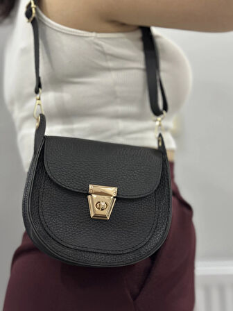 BİÇOMİ Klasik kapaklı siyah cilt çanta