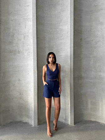 BİÇOMİ Şortlu keten takım s255014