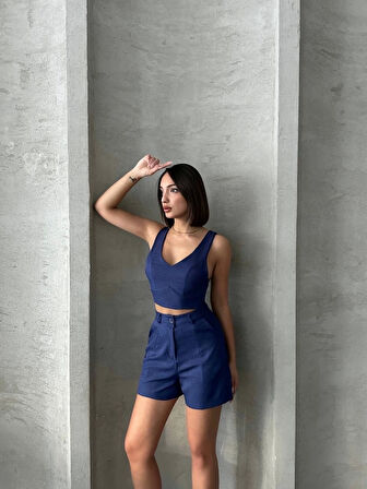 BİÇOMİ Şortlu keten takım s255014