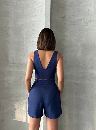 BİÇOMİ Şortlu keten takım s255014