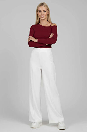 BİÇOMİ Tek Omuz İpli Bluz Bordo t4328