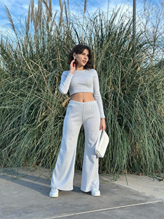 BİÇOMİ Bol paça altüst takım gri w1197