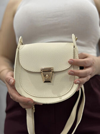 BİÇOMİ Klasik kapaklı bej cilt çanta