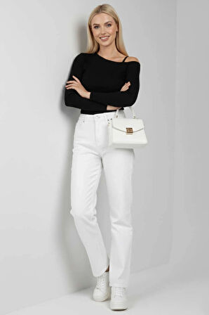 BİÇOMİ Tek Omuz İpli Bluz Siyah T4328