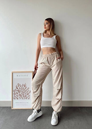 BİÇOMİ Paraşüt pantolon bej