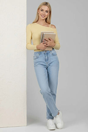 BİÇOMİ Tek Omuz İpli Bluz Sarı T4328