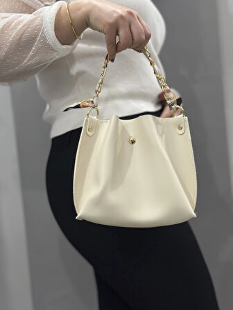 BİÇOMİ Krem cilt zrm çanta