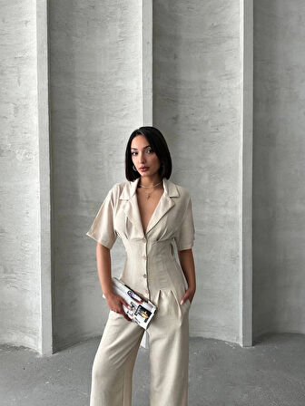 BİÇOMİ Uzun keten tulum s255059