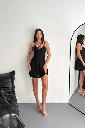 BİÇOMİ İnce çift askılı mini elbise