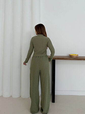 BİÇOMİ Balıkçı yaka örme takım mint st265865