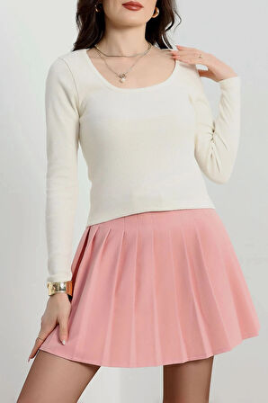 BİÇOMİ U yaka kaşkorse bluz beyaz A132