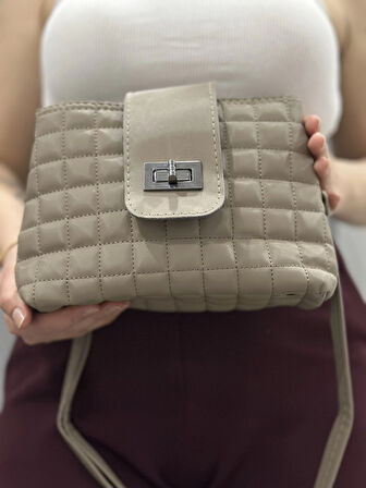 BİÇOMİ Kapaklı kapitone vizon cilt çanta