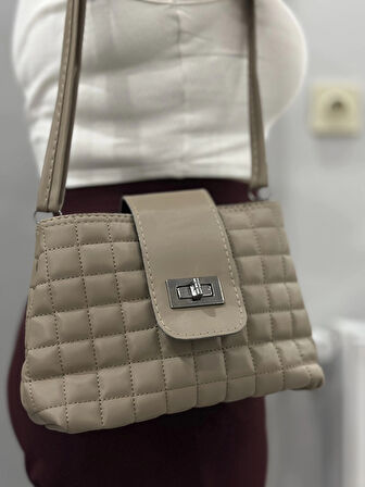 BİÇOMİ Kapaklı kapitone vizon cilt çanta