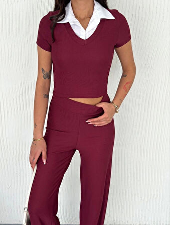 BİÇOMİ Ottoman kumaş beyaz gömlek yaka takım s4142